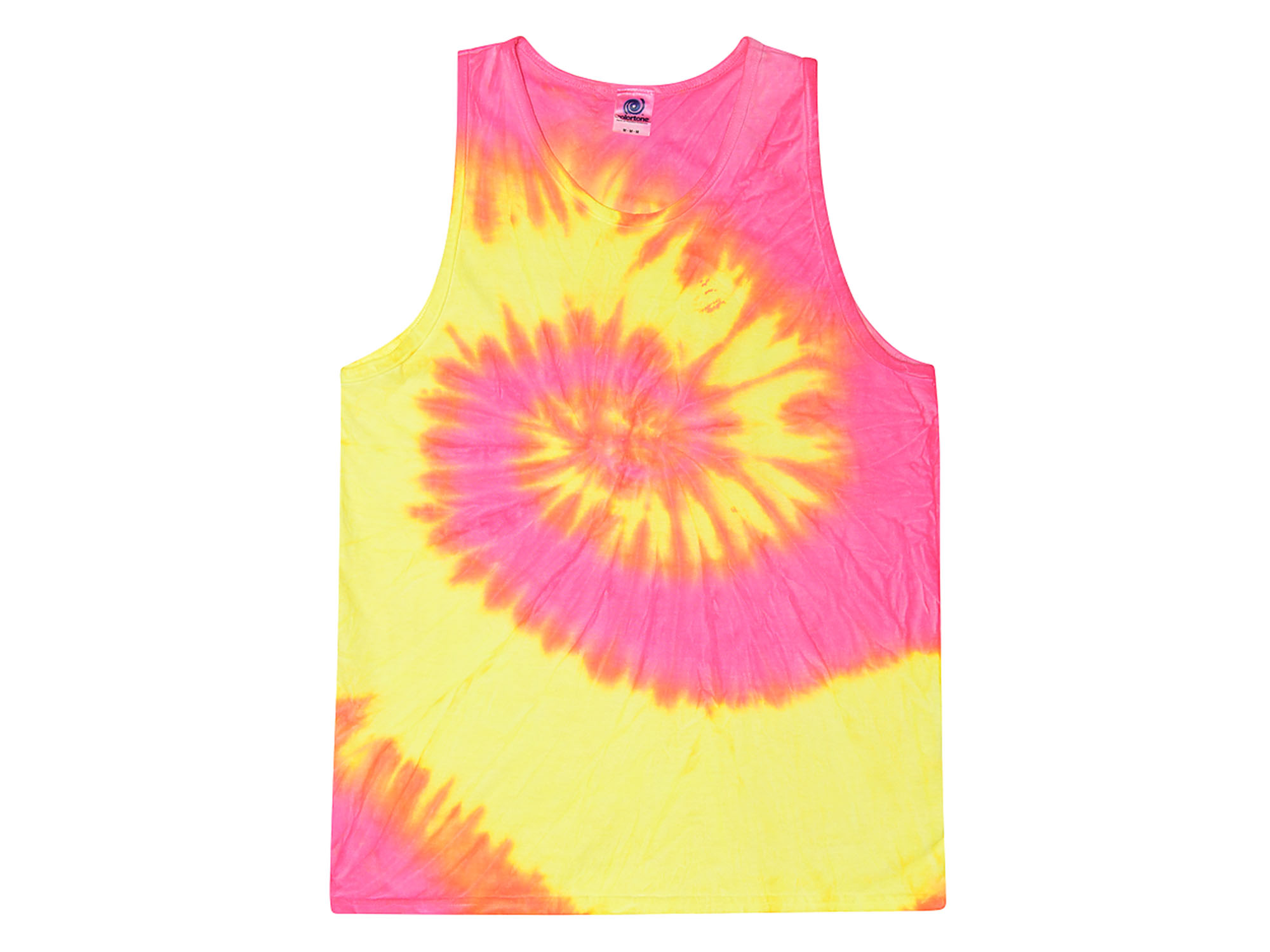 Neon Pink and Yellow Radio Spiral Tie-dye T-shirt