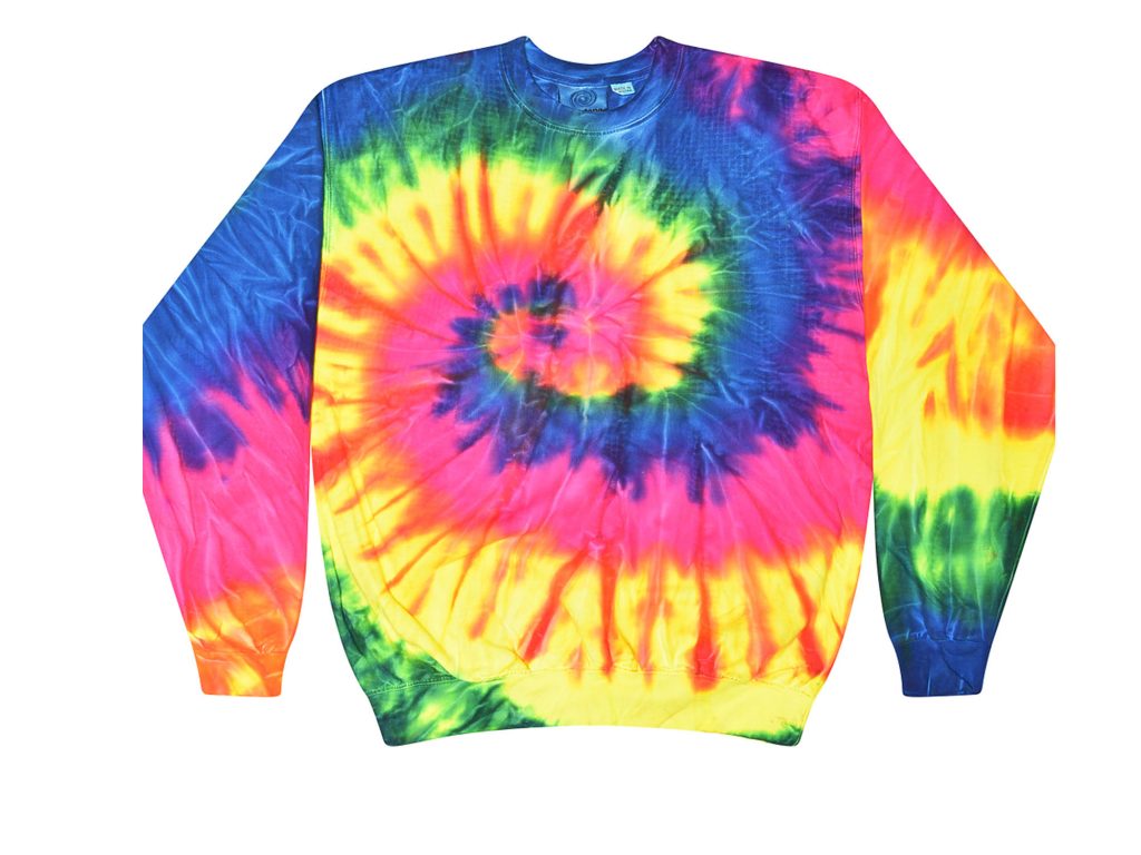 Neon Rainbow Tie-Dye Crewneck Sweatshirt Adult - Tie Dye Space